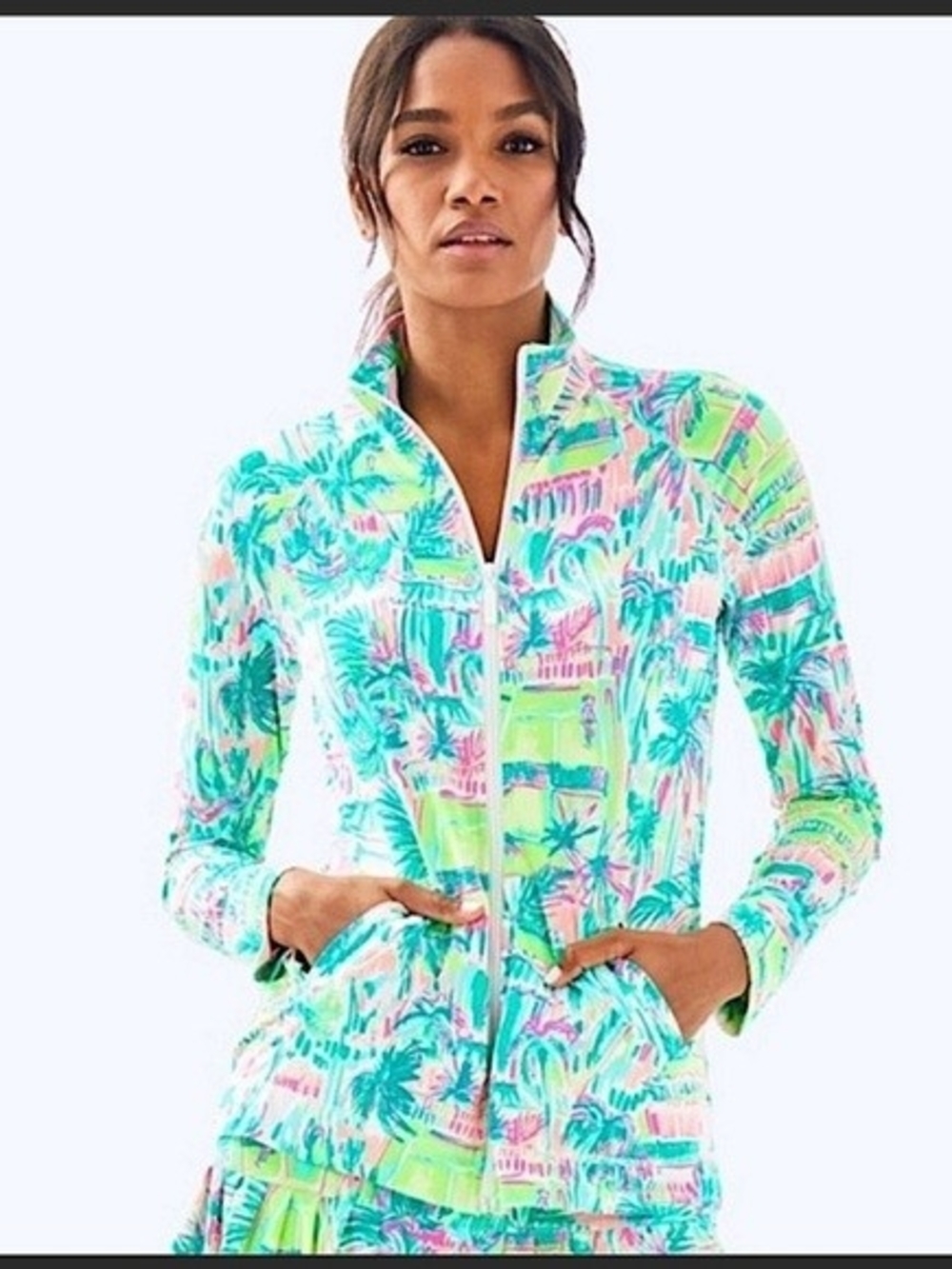 Lilly Pulitzer Hadlee Jacket in the "Perfect Match" print.